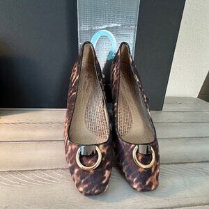 Leopard Print Flats with Gold Buckle